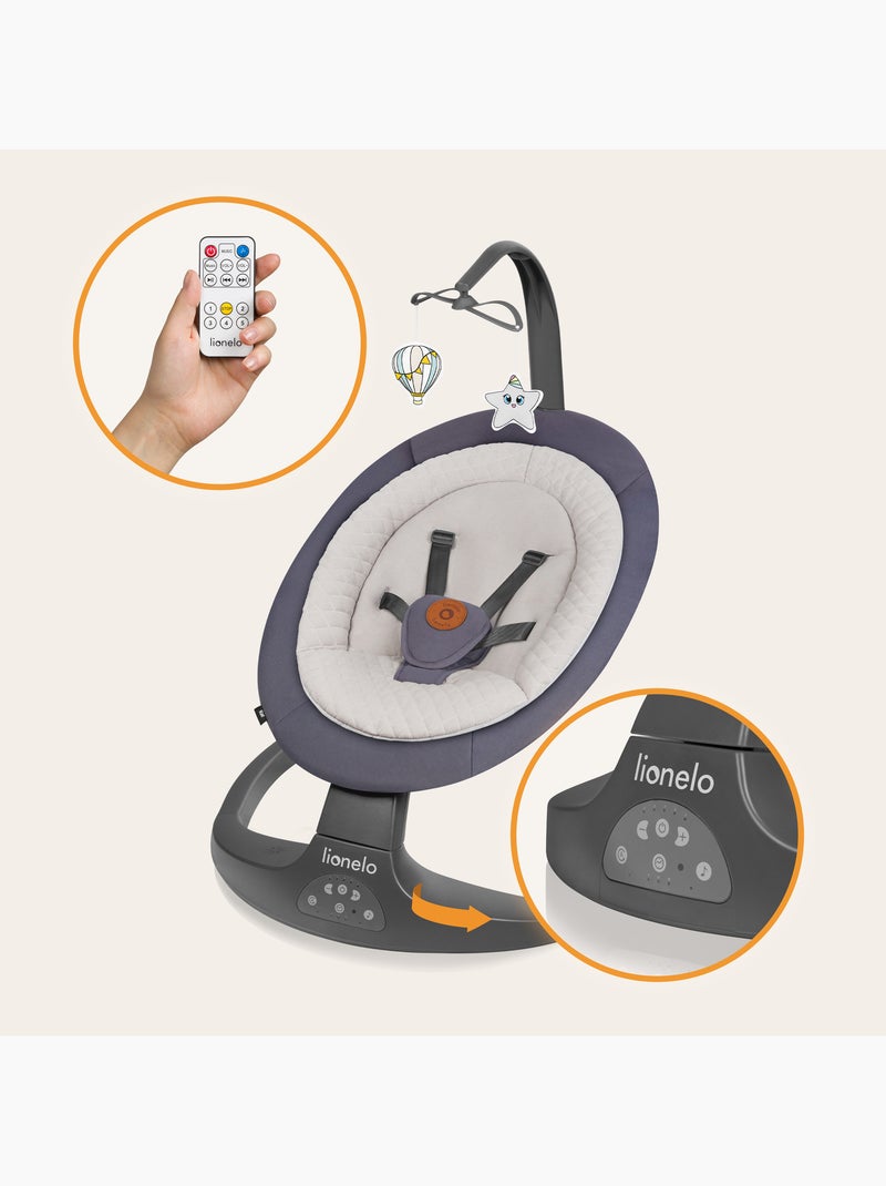 LIONELO Ralf - Sdraietta e altalena elettrica per bambini - Telecomando - 5 velocità di oscillazione Grigio beige - Kiabi
