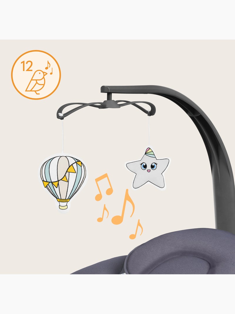 LIONELO Ralf - Sdraietta e altalena elettrica per bambini - Telecomando - 5 velocità di oscillazione Grigio bianco - Kiabi