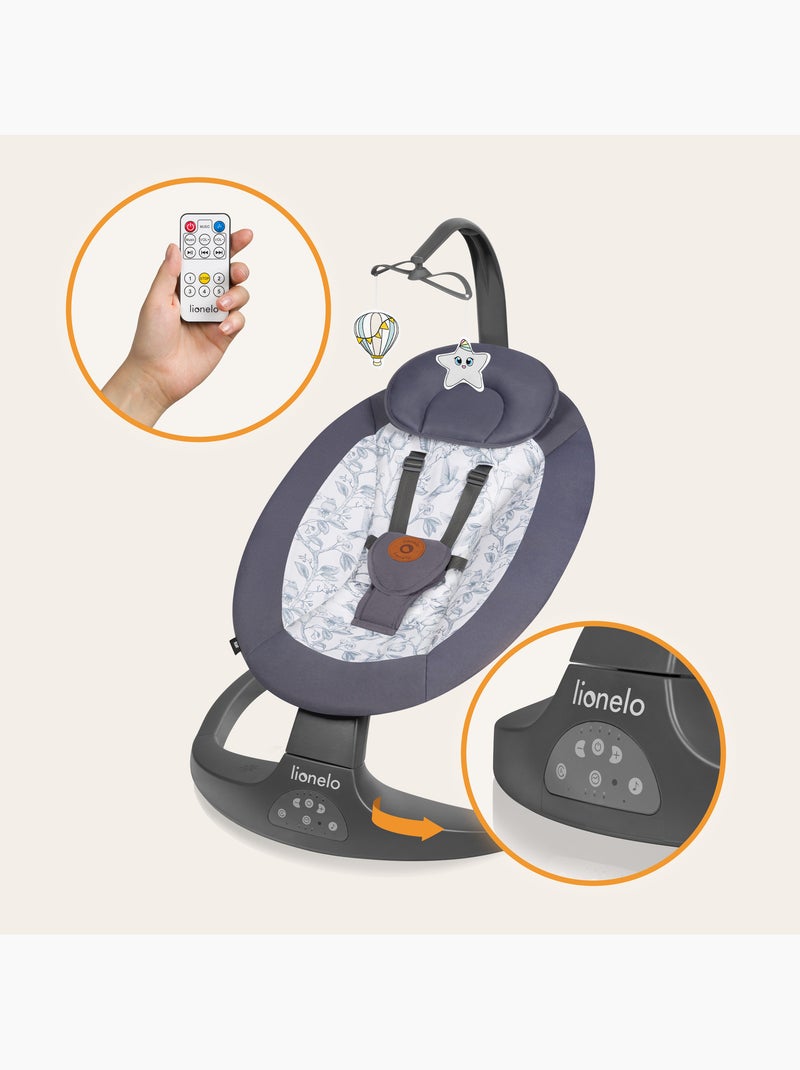 LIONELO Ralf - Sdraietta e altalena elettrica per bambini - Telecomando - 5 velocità di oscillazione Grigio bianco - Kiabi