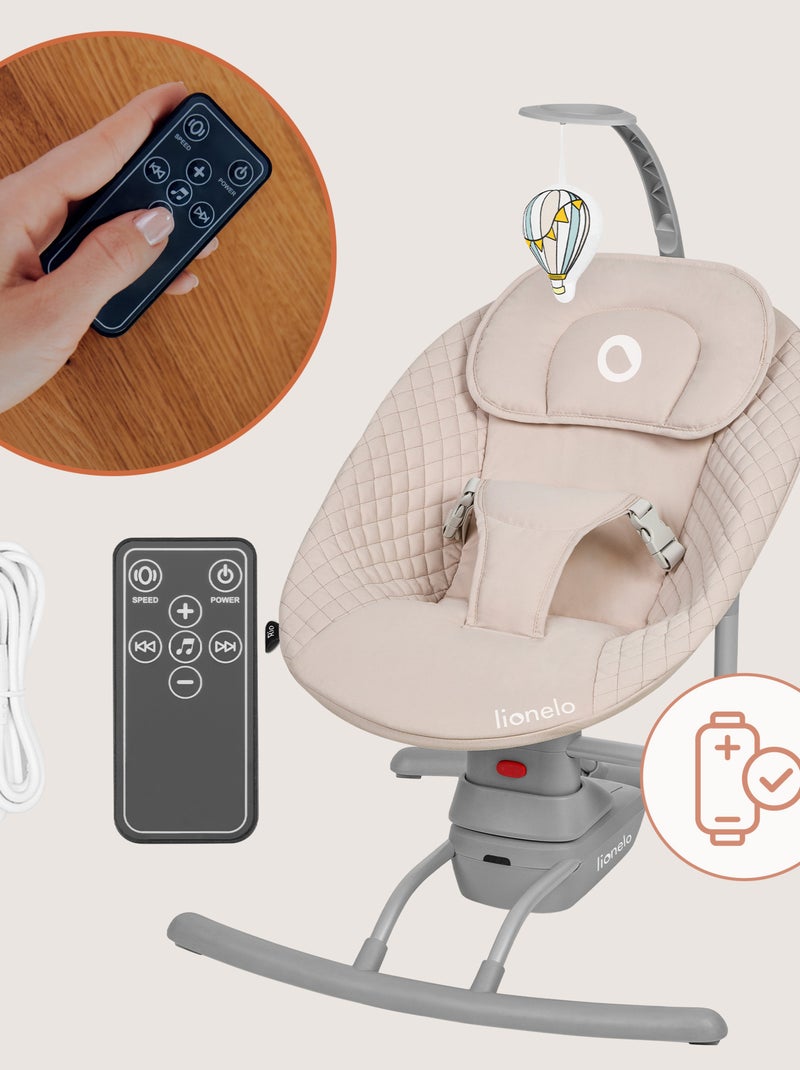 LIONELO Rio Sdraietta e altalena elettrica per bambini - Telecomando - 3 velocità di oscillazione Beige - Kiabi