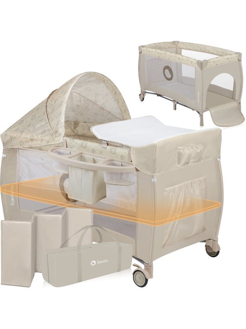 LIONELO Sven Plus 3 in 1 Lettino da viaggio - Box per bambini - 0-36 mesi - Fasciatoio - Zanzariera - Kiabi