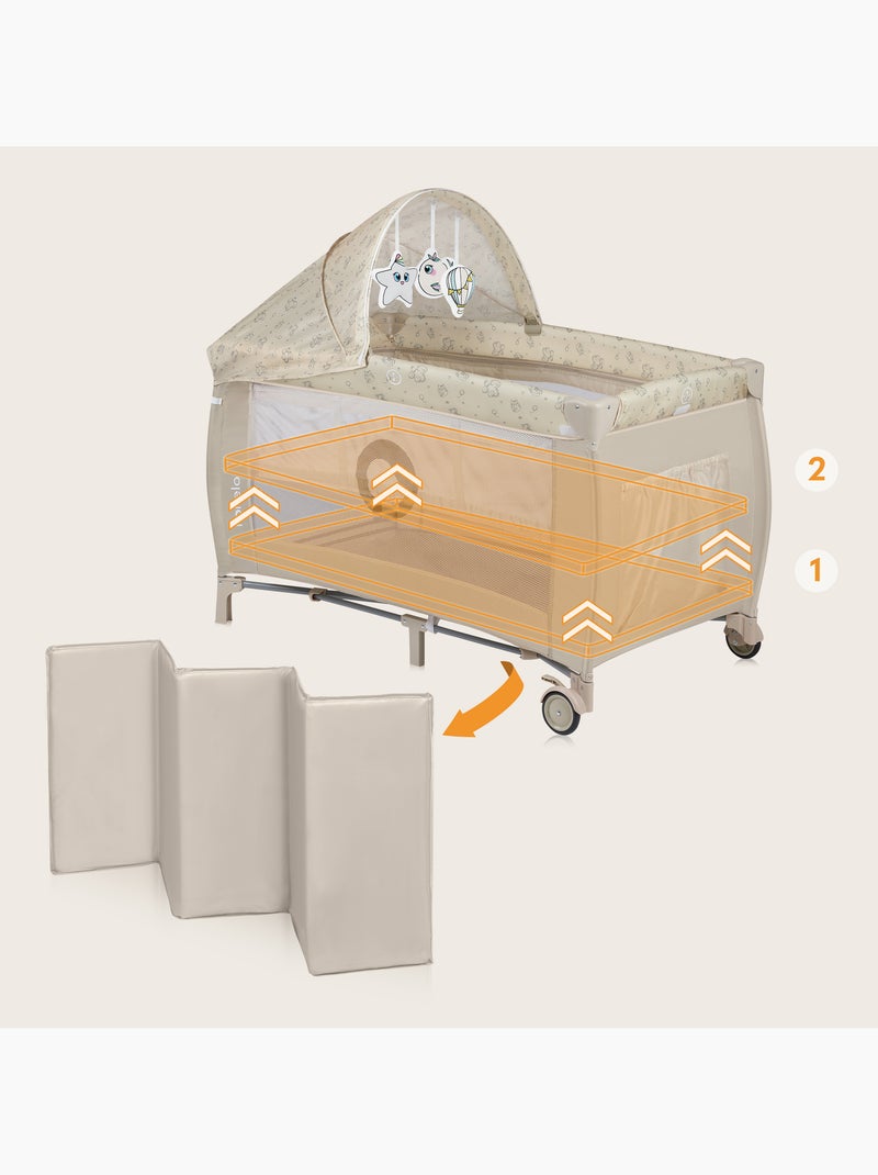 LIONELO Sven Plus 3 in 1 Lettino da viaggio - Box per bambini - 0-36 mesi - Fasciatoio - Zanzariera Beige - Kiabi