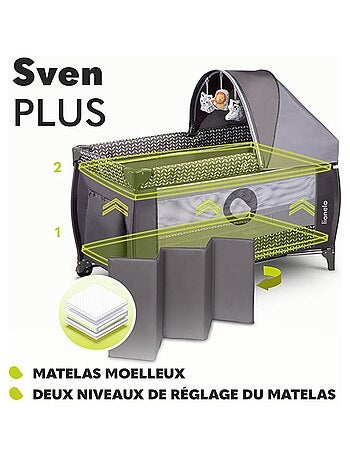LIONELO Sven Plus 3 in 1 Lettino da viaggio - Box per bambini - 0-36 mesi - Fasciatoio - Zanzariera