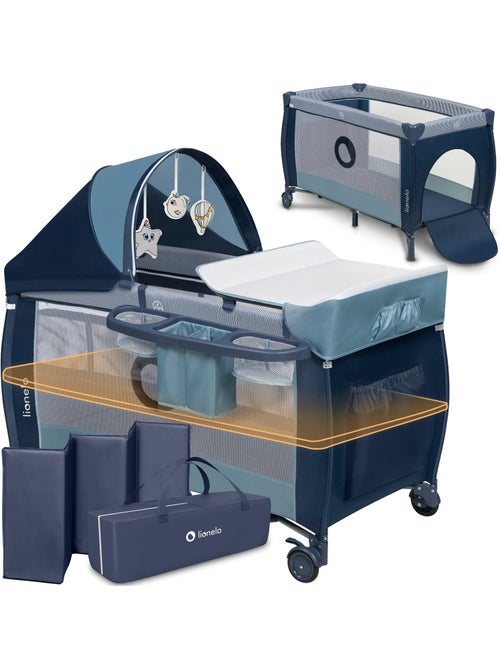 LIONELO Sven Plus 3 in 1 Lettino da viaggio - Box per bambini - 0-36 mesi - Fasciatoio - Zanzariera - Kiabi