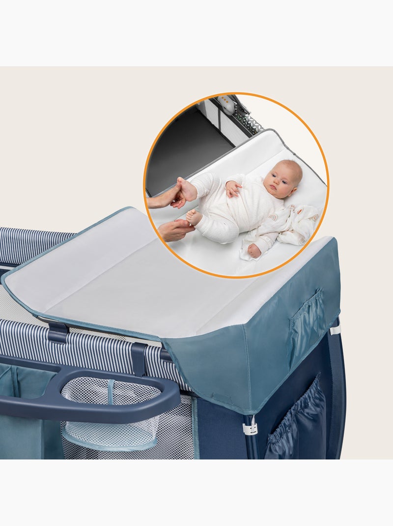 LIONELO Sven Plus 3 in 1 Lettino da viaggio - Box per bambini - 0-36 mesi - Fasciatoio - Zanzariera Blu - Kiabi