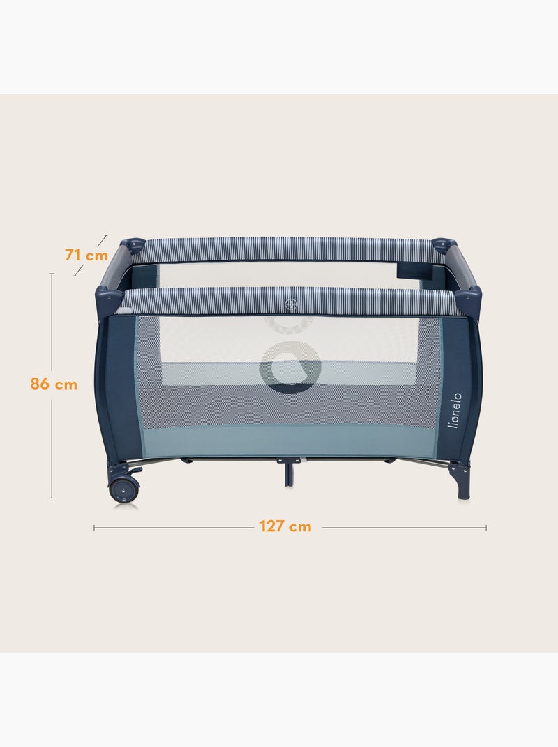 LIONELO Sven Plus 3 in 1 Lettino da viaggio - Box per bambini - 0-36 mesi - Fasciatoio - Zanzariera Blu - Kiabi