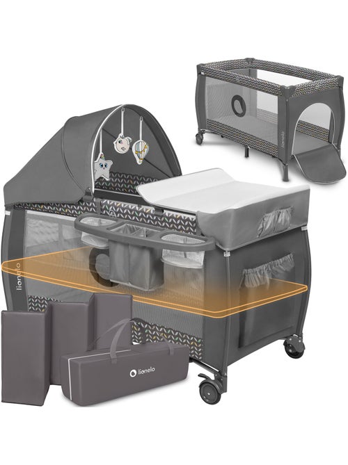 LIONELO Sven Plus 3 in 1 Lettino da viaggio - Box per bambini - 0-36 mesi - Fasciatoio - Zanzariera - Kiabi