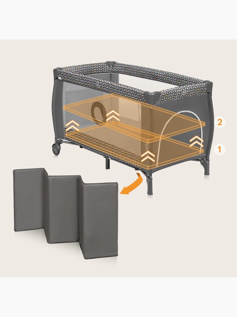 LIONELO Sven Plus 3 in 1 Lettino da viaggio - Box per bambini - 0-36 mesi - Fasciatoio - Zanzariera Grigio - Kiabi