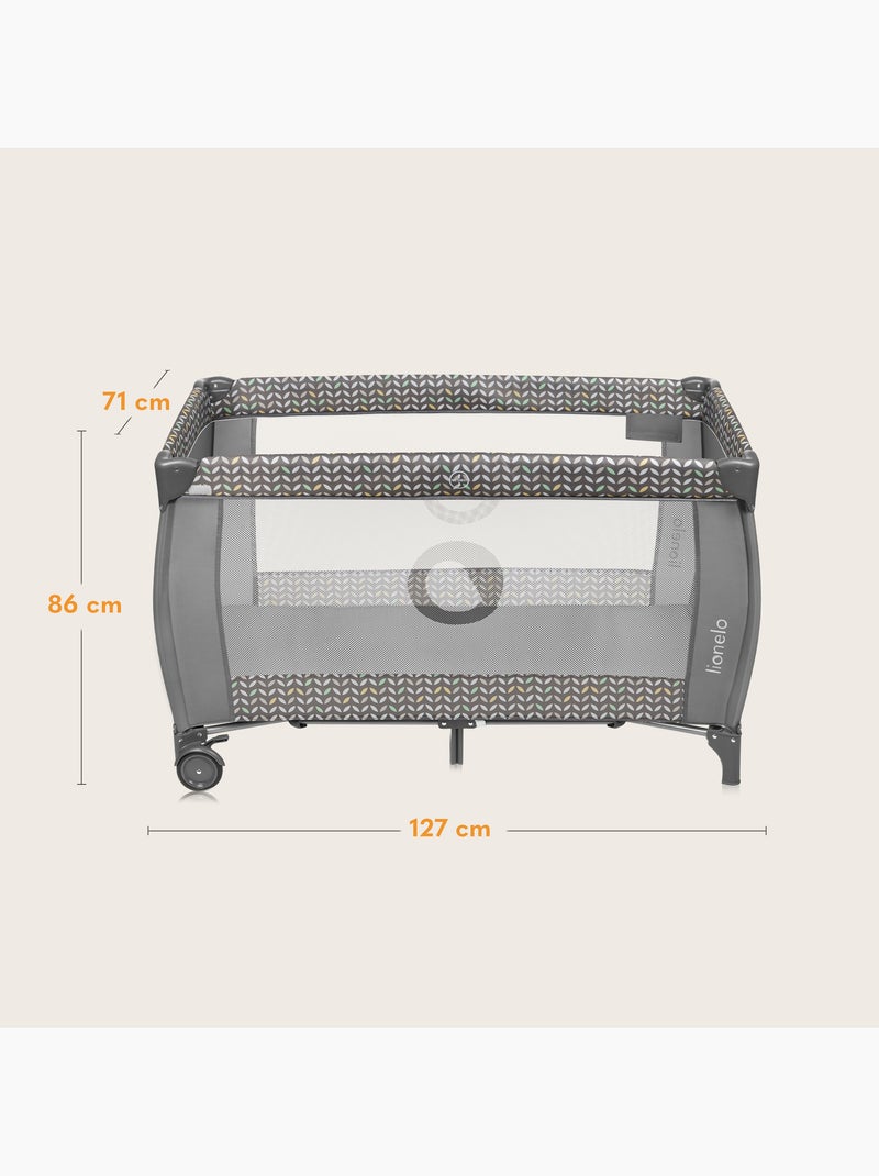 LIONELO Sven Plus 3 in 1 Lettino da viaggio - Box per bambini - 0-36 mesi - Fasciatoio - Zanzariera Grigio - Kiabi