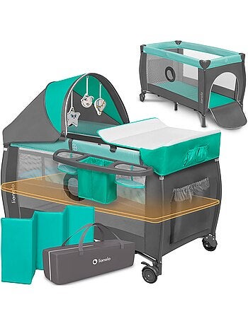 LIONELO Sven Plus 3 in 1 Lettino da viaggio - Box per bambini - 0-36 mesi - Fasciatoio - Zanzariera