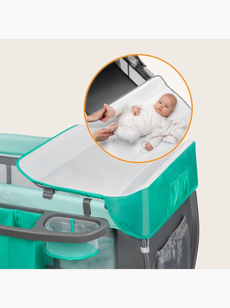 LIONELO Sven Plus 3 in 1 Lettino da viaggio - Box per bambini - 0-36 mesi - Fasciatoio - Zanzariera Turchese - Kiabi