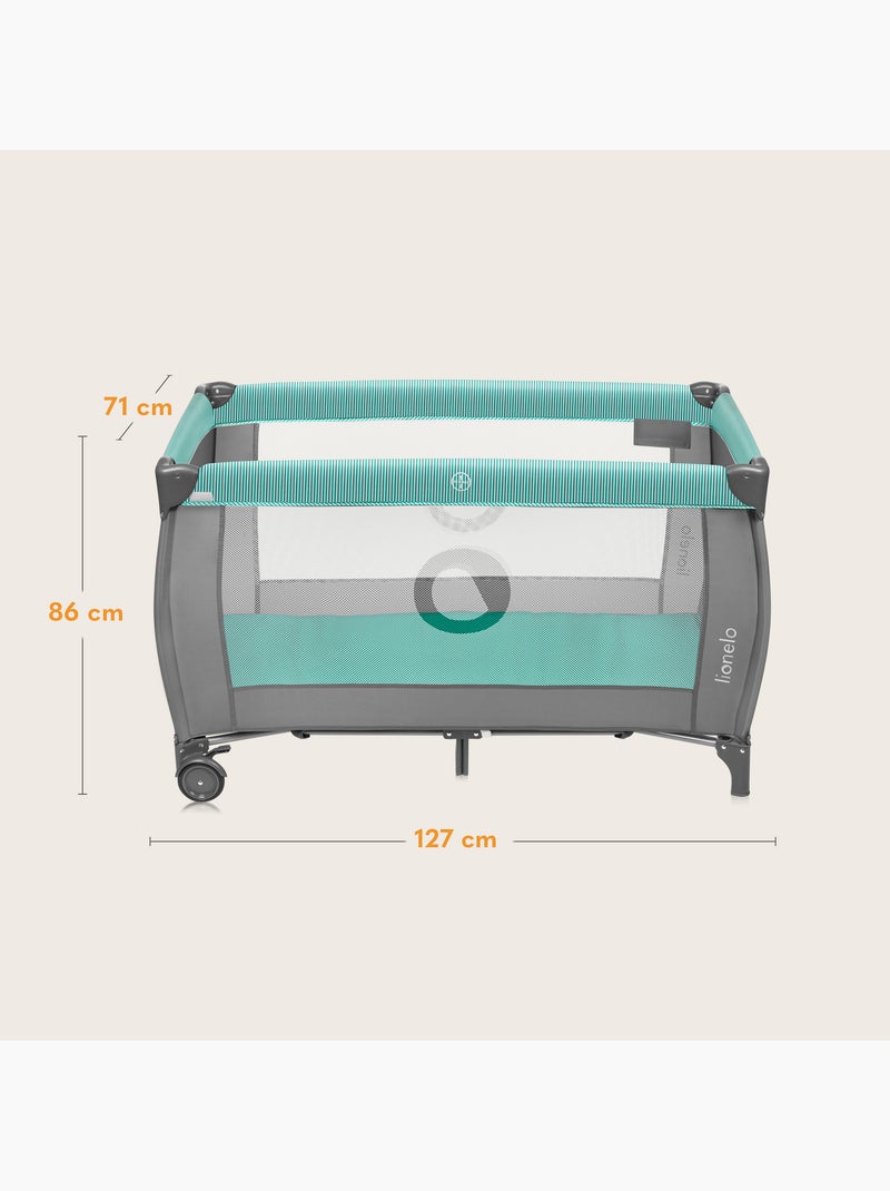 LIONELO Sven Plus 3 in 1 Lettino da viaggio - Box per bambini - 0-36 mesi - Fasciatoio - Zanzariera Turchese - Kiabi