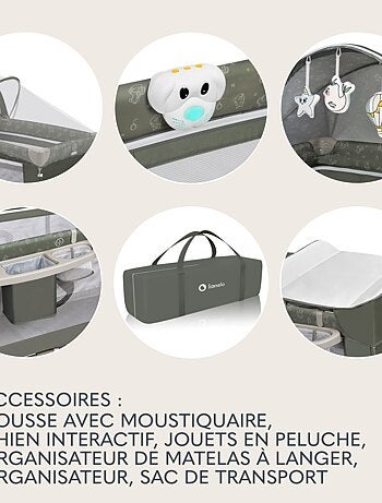 LIONELO Sven Plus 3 in 1 Lettino da viaggio - Box per bambini - 0-36 mesi - Fasciatoio - Zanzariera