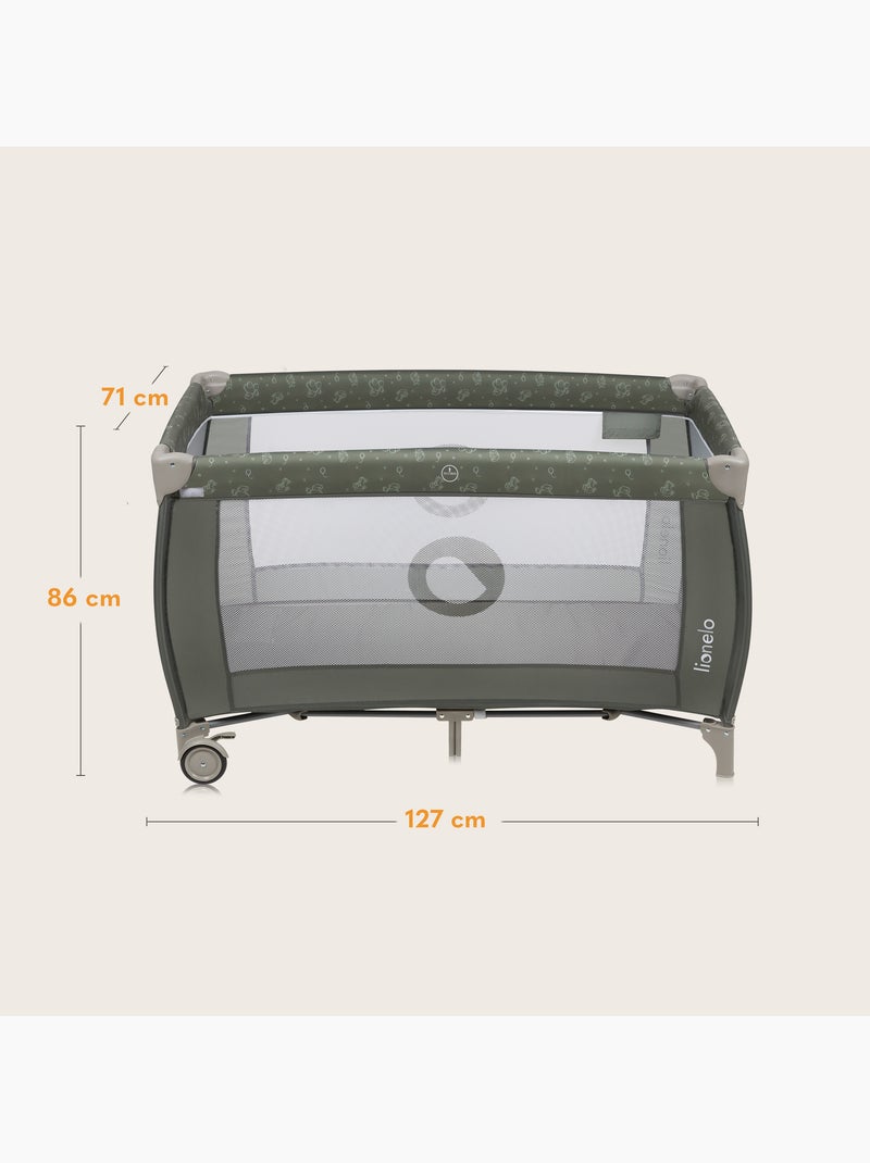 LIONELO Sven Plus 3 in 1 Lettino da viaggio - Box per bambini - 0-36 mesi - Fasciatoio - Zanzariera Verde kaki - Kiabi