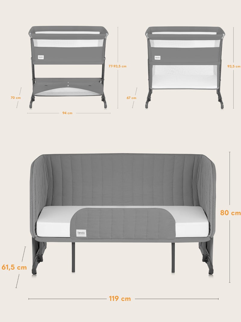 LIONELO Thomi Plus Letto 5 in 1 - Culla per dormire insieme - Culla - Box - Divano letto - Fino a 10 Grigio - Kiabi