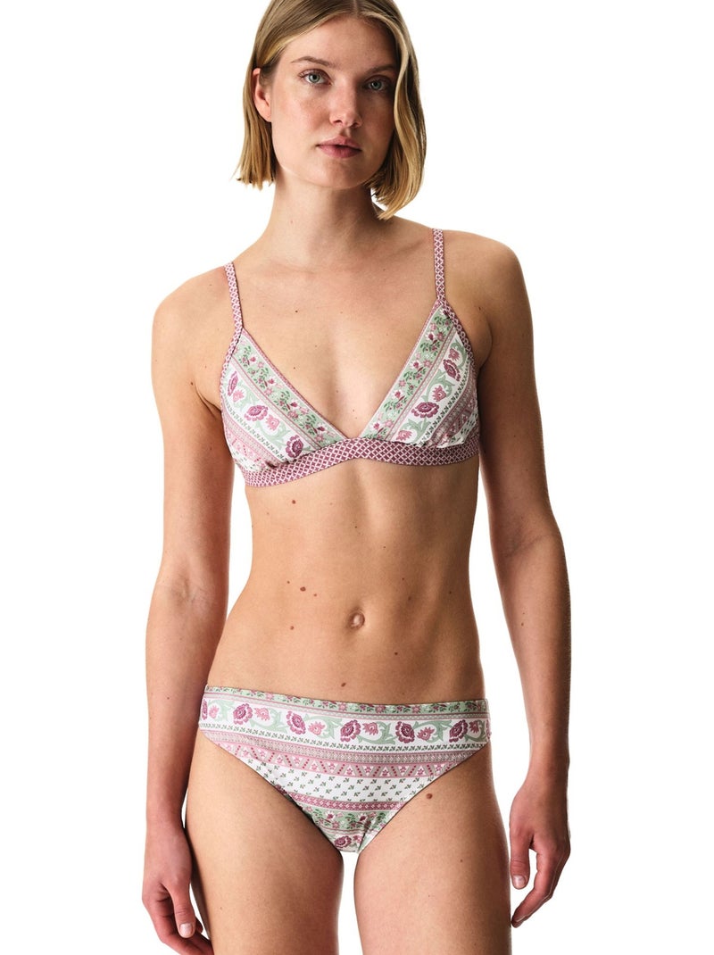 Liriane slip bikini a vita media floreale penti Bianco Rosa - Kiabi