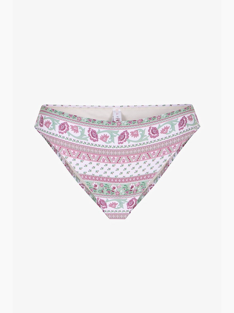 Liriane slip bikini a vita media floreale penti Bianco Rosa - Kiabi