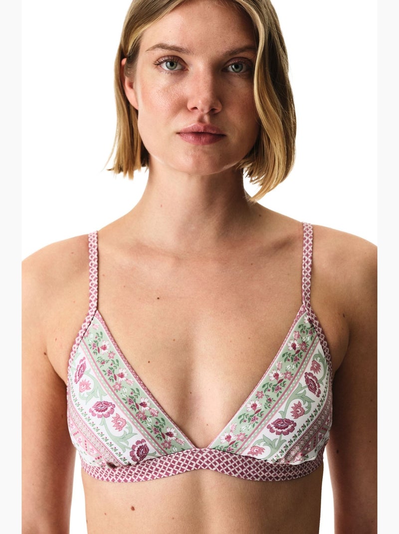 Liriane top bikini triangolare floreale penti Bianco Magenta - Kiabi