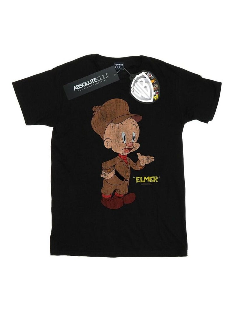 Looney Tunes Maglietta Elmer Fudd  Effetto invecchiato Uomo Nero - Kiabi
