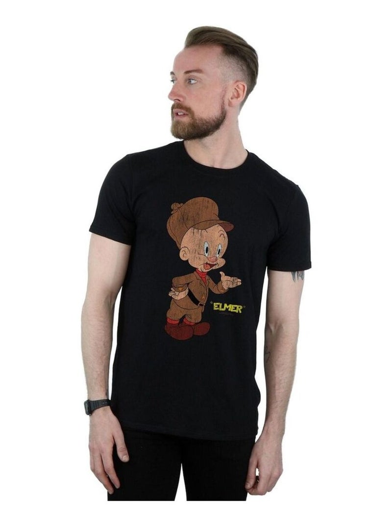 Looney Tunes Maglietta Elmer Fudd  Effetto invecchiato Uomo Nero - Kiabi