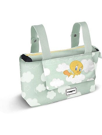Looney Tunes Tweety (Titti) Clouds Borsa Organizer per Passeggino Hamper Mommy, Verde