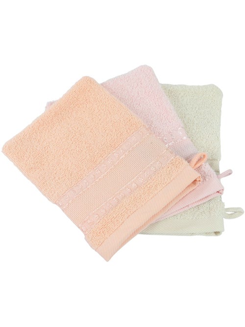 Lote de 2 guantes de baño con esponja de tela Aïda - Kiabi Lote de 2 guantes de baño con esponja de tela Aïda - Kiabi