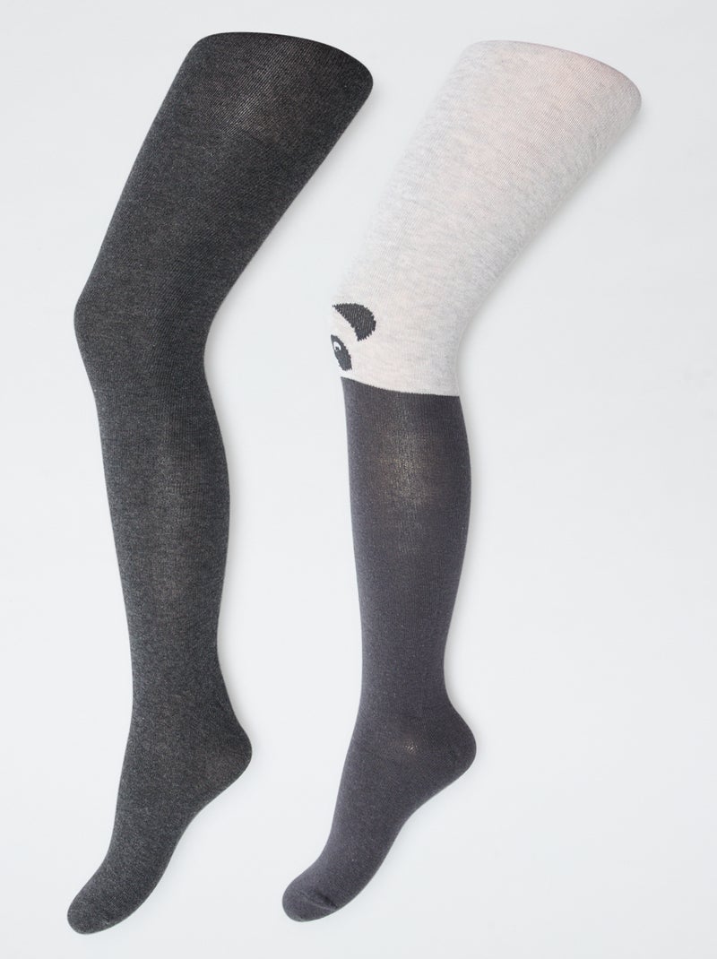 Lotto di 2 collant 'panda' Nero - Kiabi