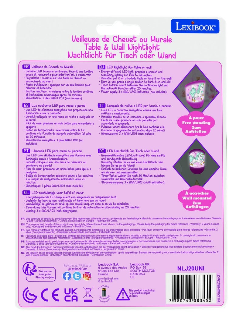 Luce notturna da parete e da tavolo Unicorno Rosa - Kiabi