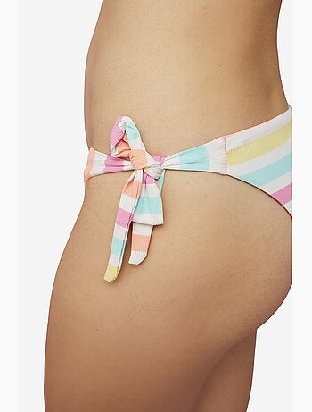 Macaron bikini brasiliana a righe con laccetti penti