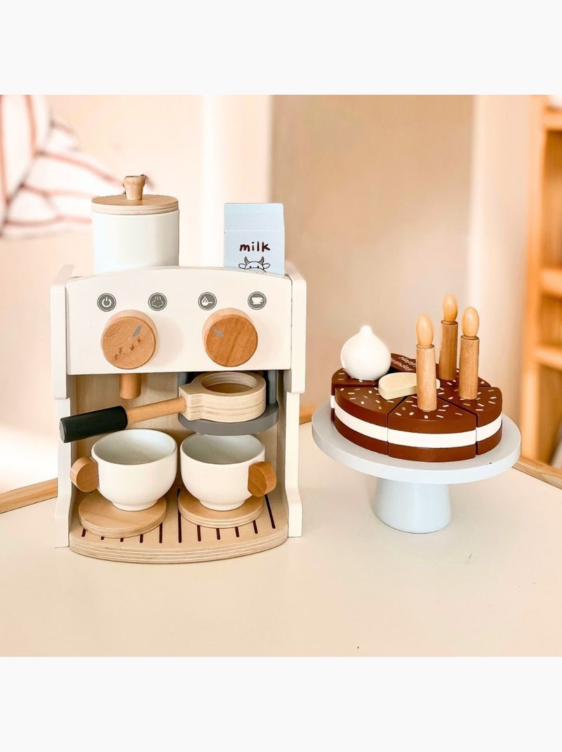 Macchina caffe e teiera legno bambini 16x9cm accessori mamabrum N/D - Kiabi