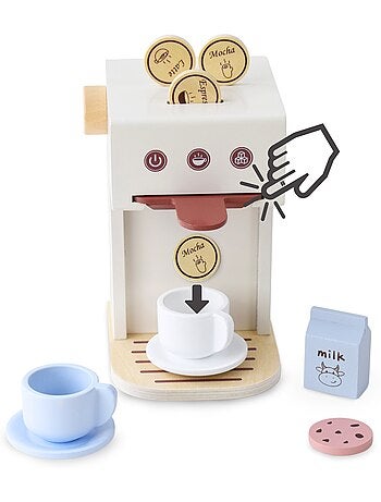 Macchina caffe giocattolo legno 14x13cm capsule tazze dolce mamabrum