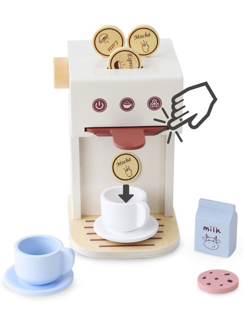 Macchina caffe giocattolo legno 14x13cm capsule tazze dolce mamabrum - Kiabi