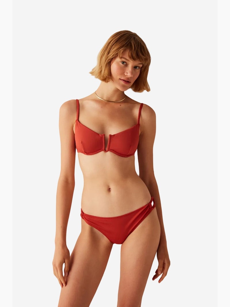 Madder slip bikini con dettaglio da annodare sul lato penti Terracotta - Kiabi