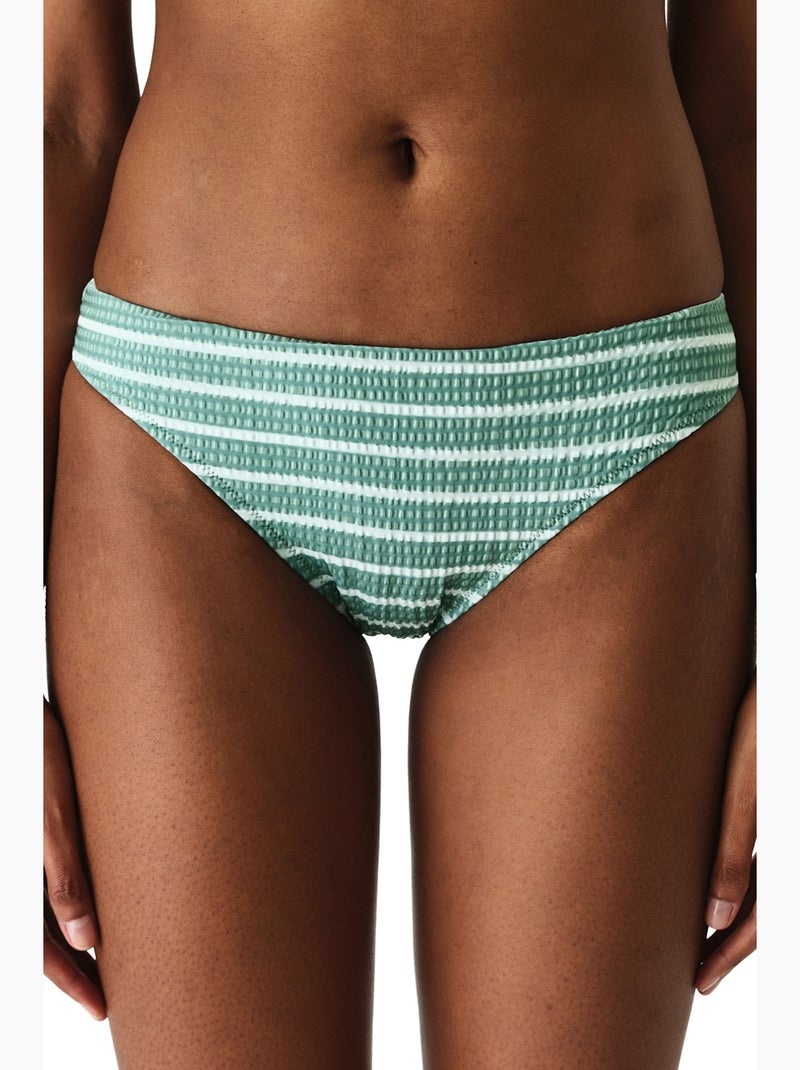 Maela slip bikini rigato testurizzato a vita media penti Verde menta - Kiabi