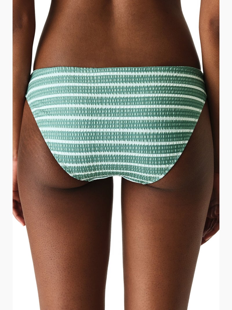 Maela slip bikini rigato testurizzato a vita media penti Verde menta - Kiabi
