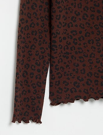 Maglia a collo alto a costine stampata