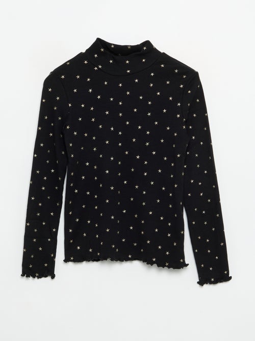 Maglia a collo alto a costine stampata - Kiabi