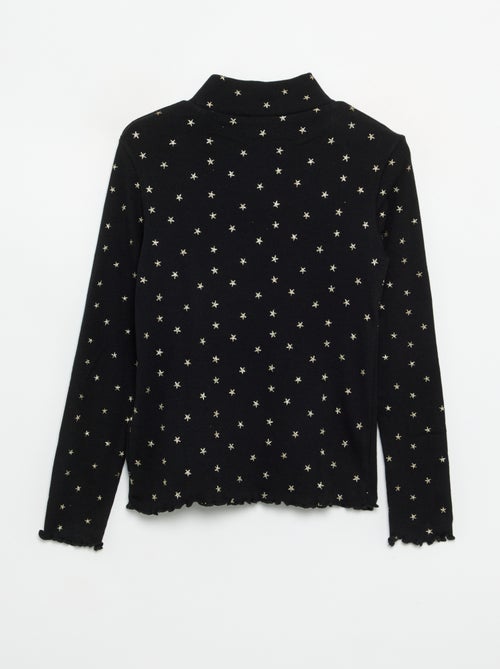 Maglia a collo alto a costine stampata - Kiabi