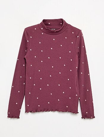 Maglia a collo alto a costine stampata