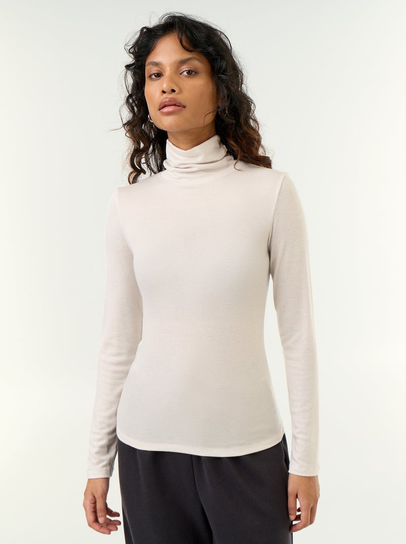 Maglia a collo alto in misto lana tinta unita Grigio - Kiabi
