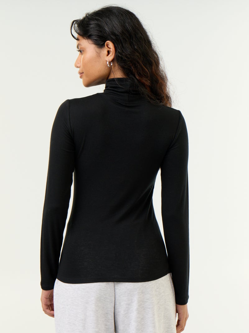 Maglia a collo alto in misto lana tinta unita Nero - Kiabi