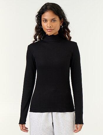 Maglia a collo alto in pointelle