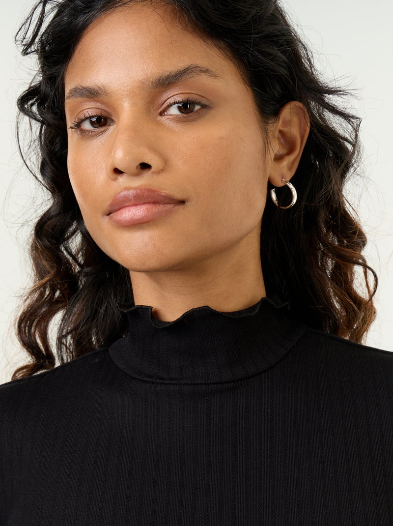 Maglia a collo alto in pointelle Nero - Kiabi