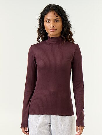 Maglia a collo alto in pointelle