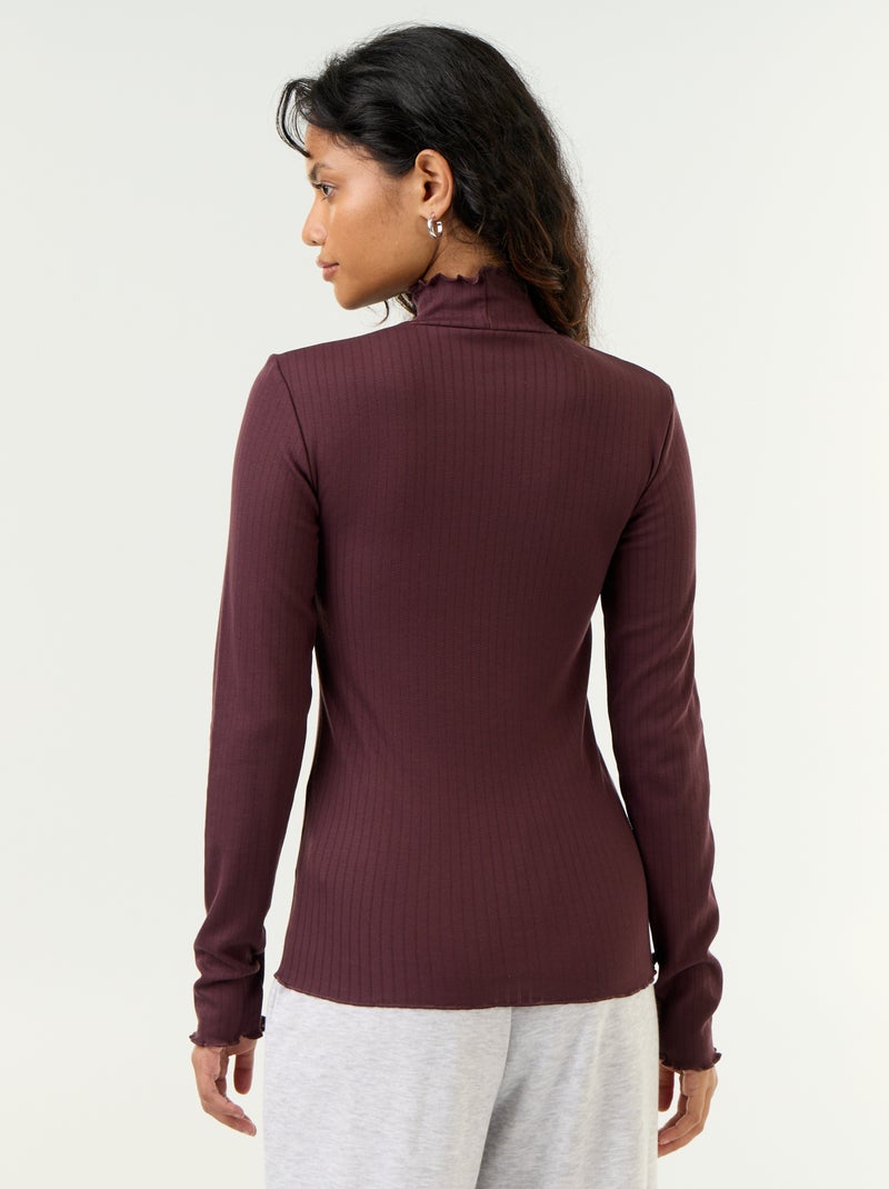Maglia a collo alto in pointelle Viola - Kiabi