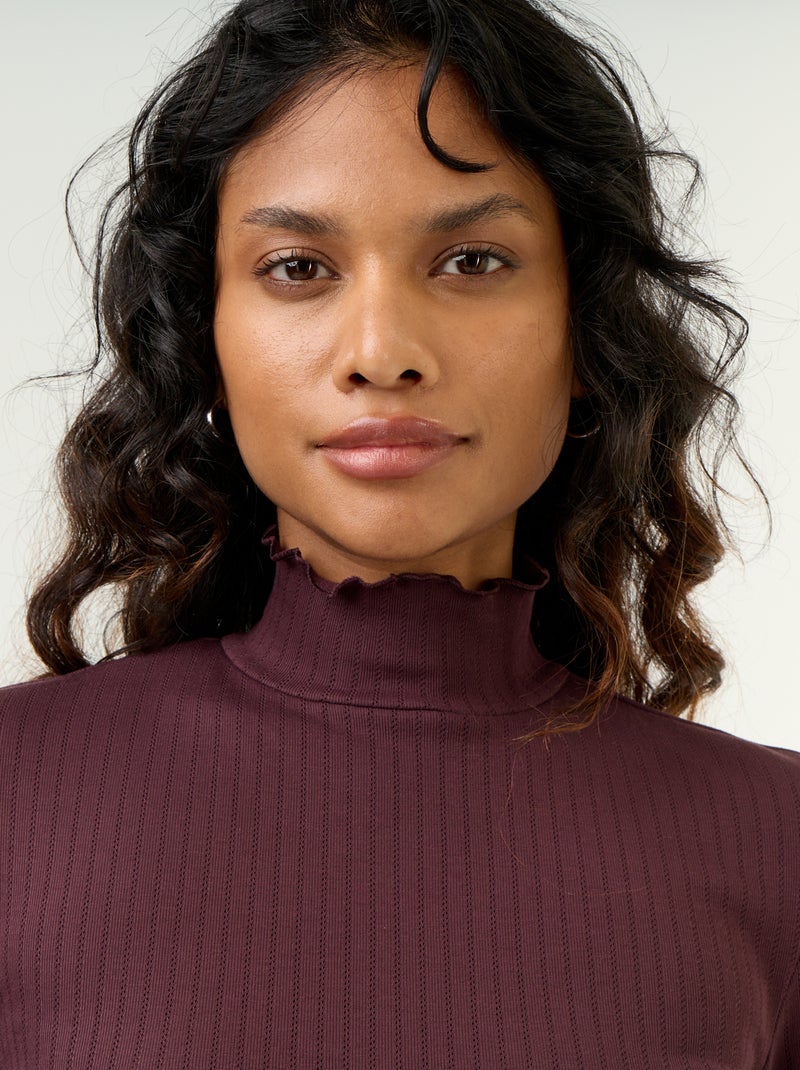 Maglia a collo alto in pointelle Viola - Kiabi