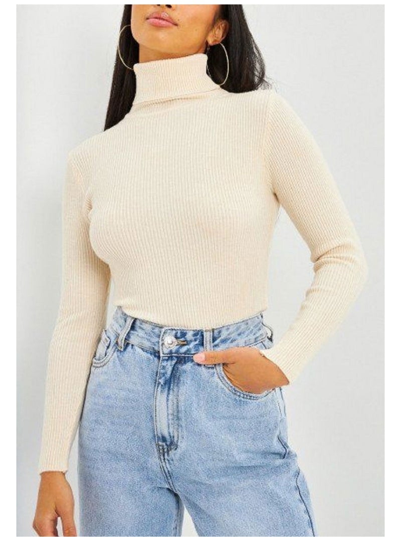 Maglia a collo alto Kebello Beige - Kiabi