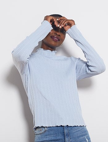 Maglia a coste con bordino dorato - Kiabi