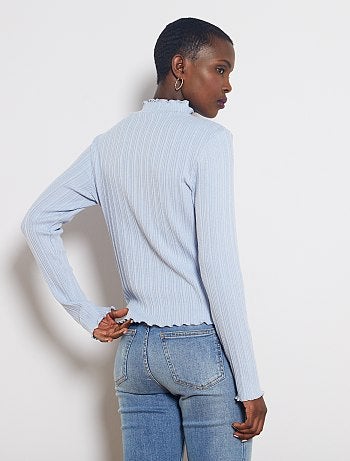 Maglia a coste con bordino dorato - Kiabi