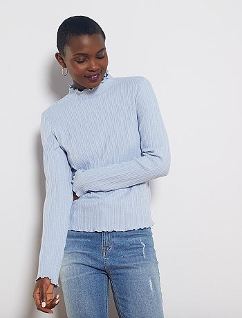 Maglia a coste con bordino dorato - Kiabi